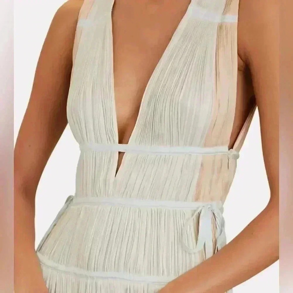 Ulla Johnson Gathered V-Neck Gown Cutout Maxi Dress 10 M Opal Tie Valeria $925 - Picture 3 of 7